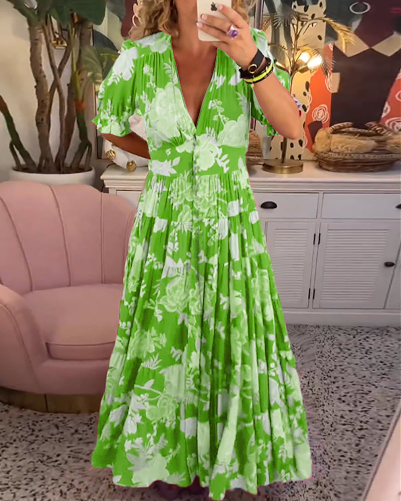 Carine | Abito Con Tasche a Scollo a V Con Stampa Floreale
