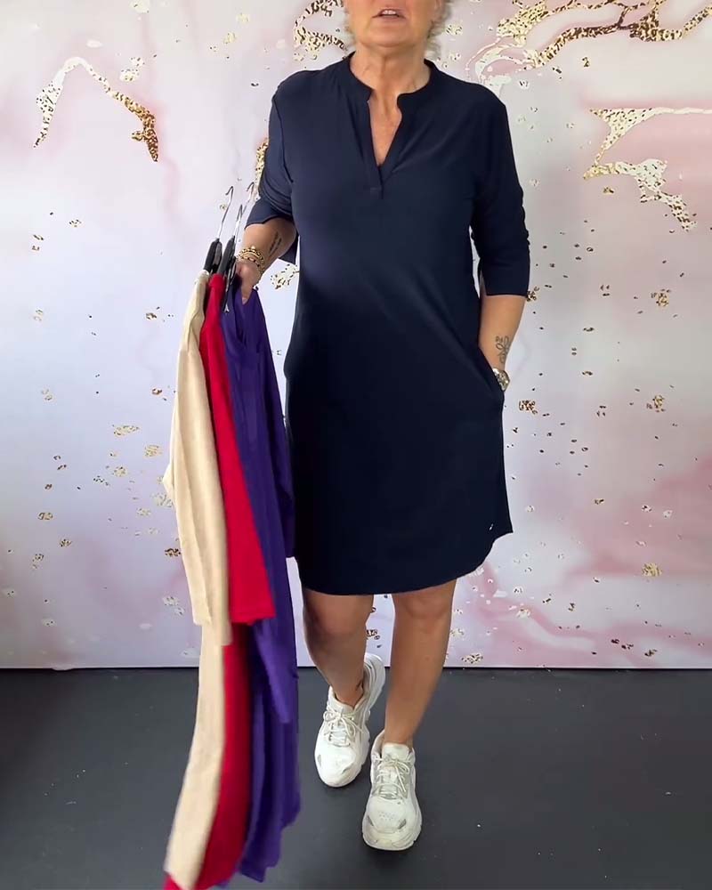 Brava | Abito Unito con Collo a V per un'Eleganza Senza Tempo