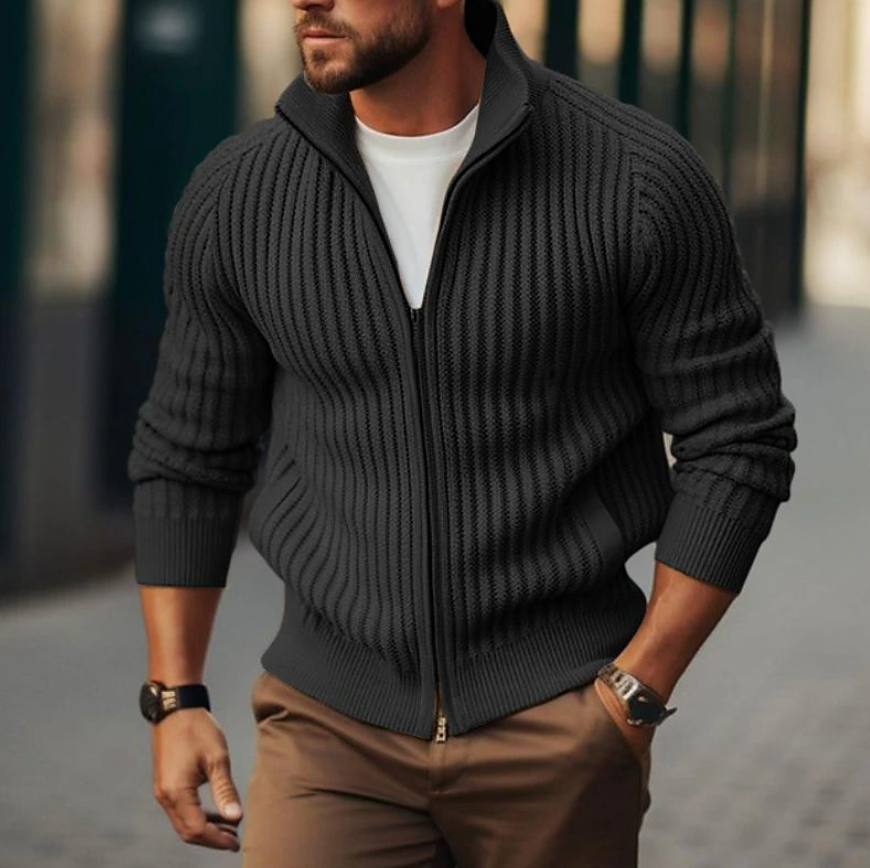Valerian - Cardigan Invernale con Zip e Collo Alto