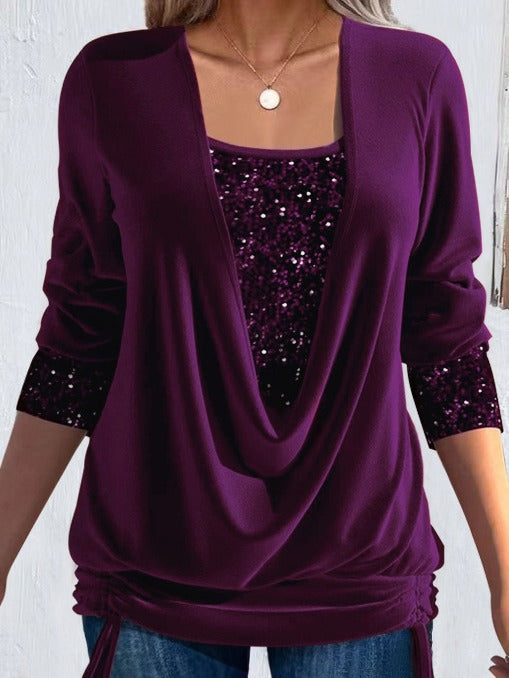 Talía | Blusa con Dettagli Luminosi e Scollo Drappeggiato