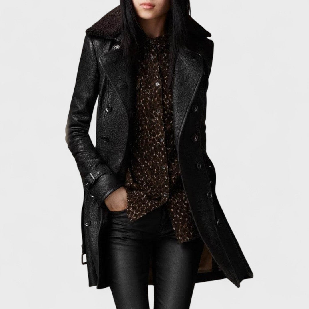 Marie - Elegante Cappotto 3/4 In Pelle