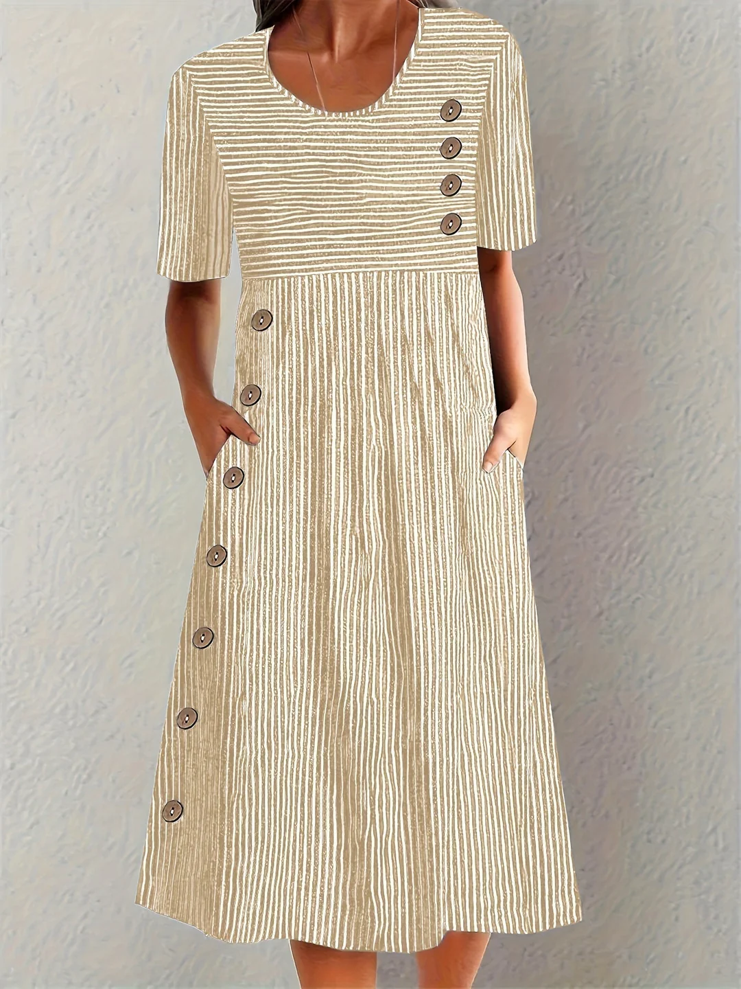 Marina | Elegante Abito Midi A Righe