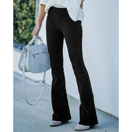 Selena Pantaloni svasati in velluto a coste elasticizzato