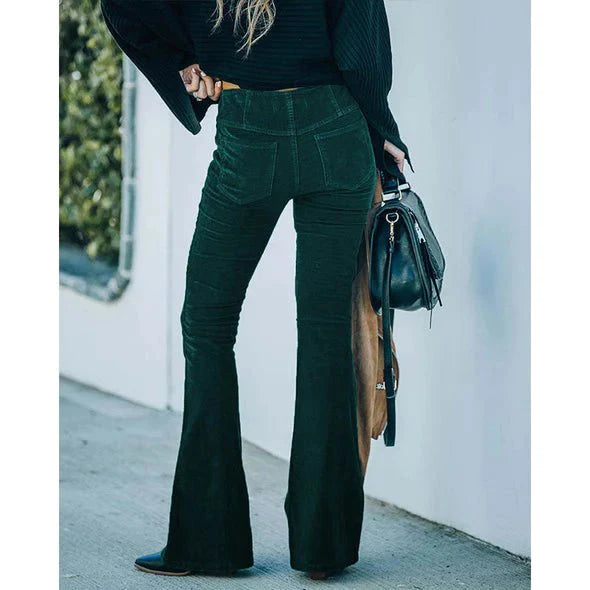 Selena Pantaloni svasati in velluto a coste elasticizzato