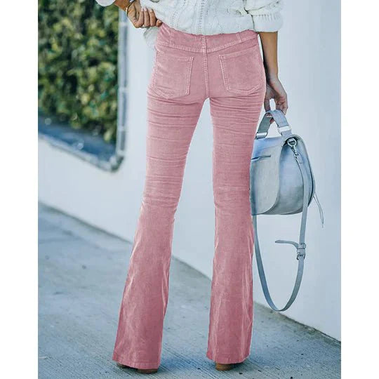 Selena Pantaloni svasati in velluto a coste elasticizzato