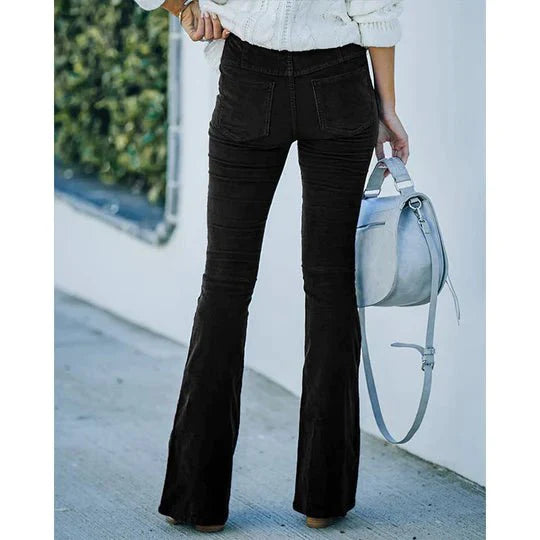 Selena Pantaloni svasati in velluto a coste elasticizzato