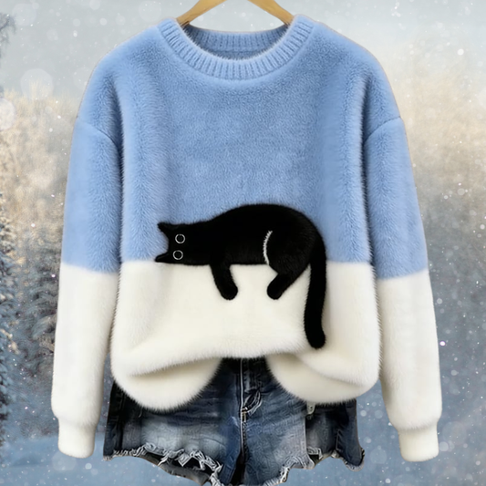 Sara | Maglione Caldo Da Donna Con Motivo Gatto