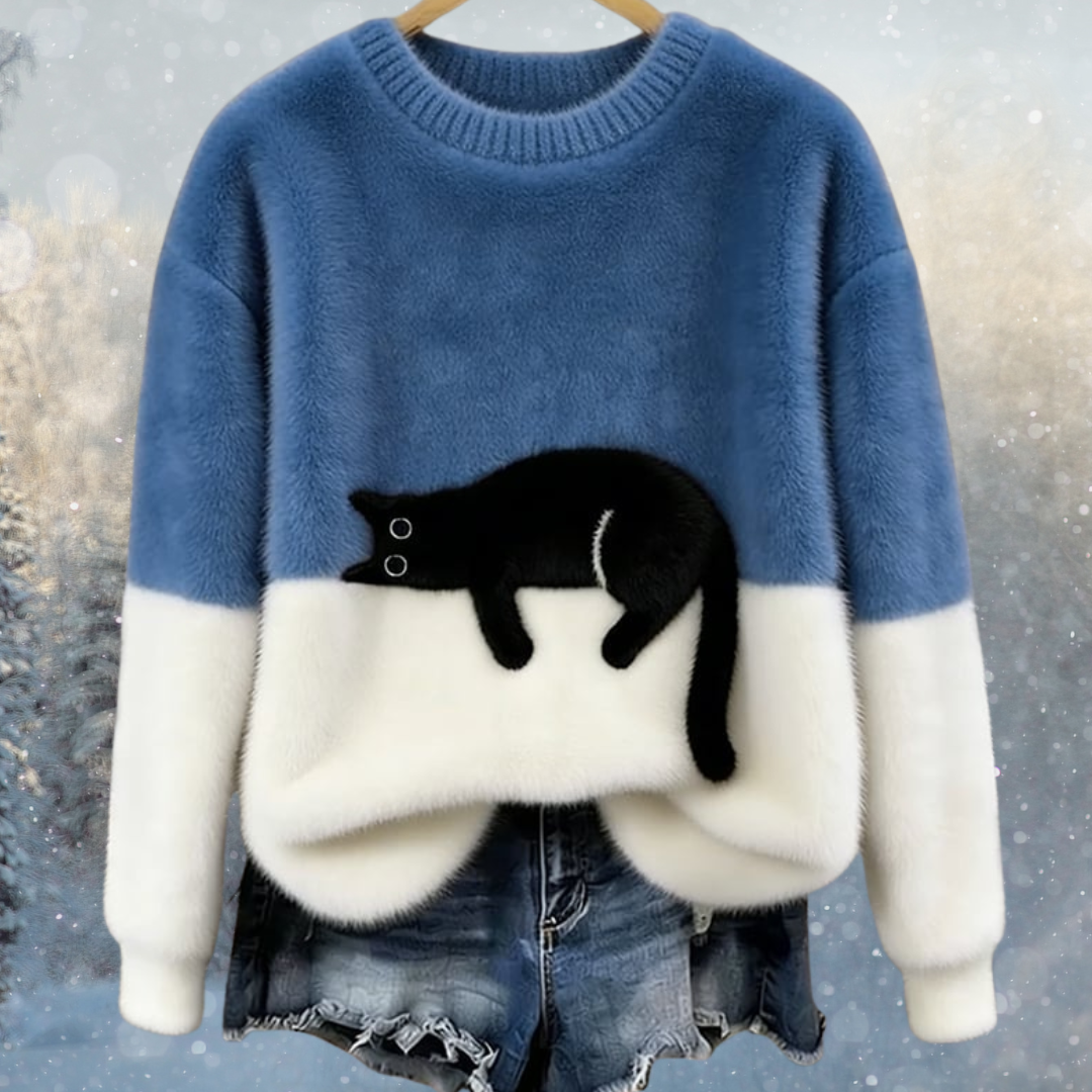 Sara | Maglione Caldo Da Donna Con Motivo Gatto