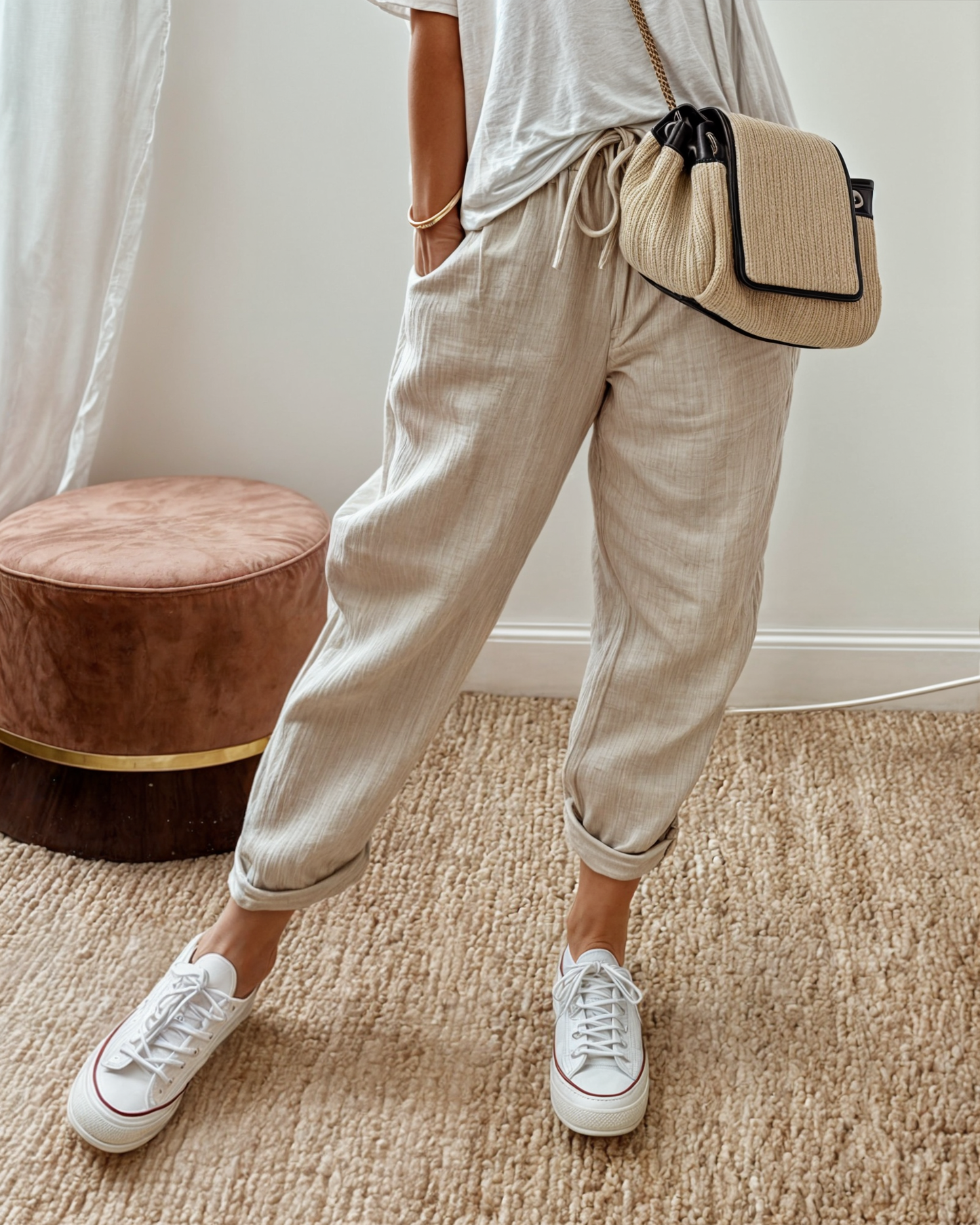 Rosa | Pantalone Elegante In Misto Lino