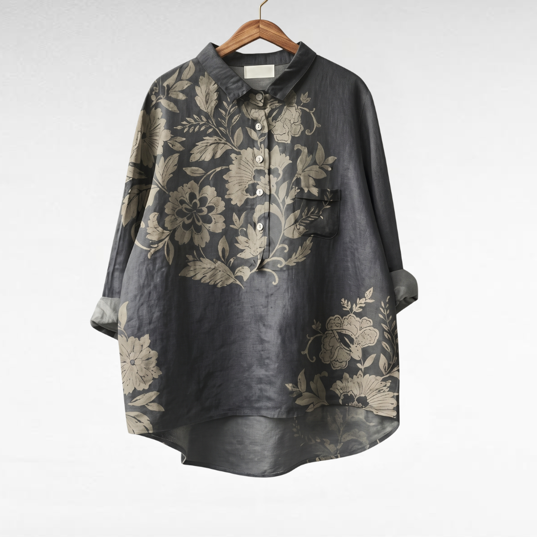Chiara | Blusa In Lino Con Stampa Floreale