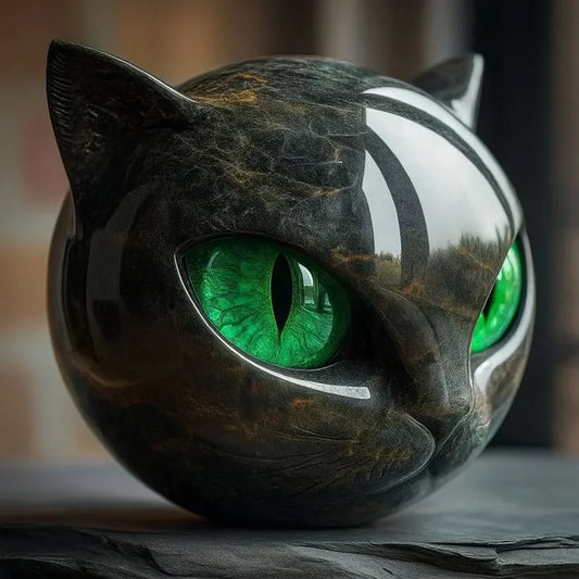 Nyxcharm - Scultura Mistica Di Testa Di Gatto Nero