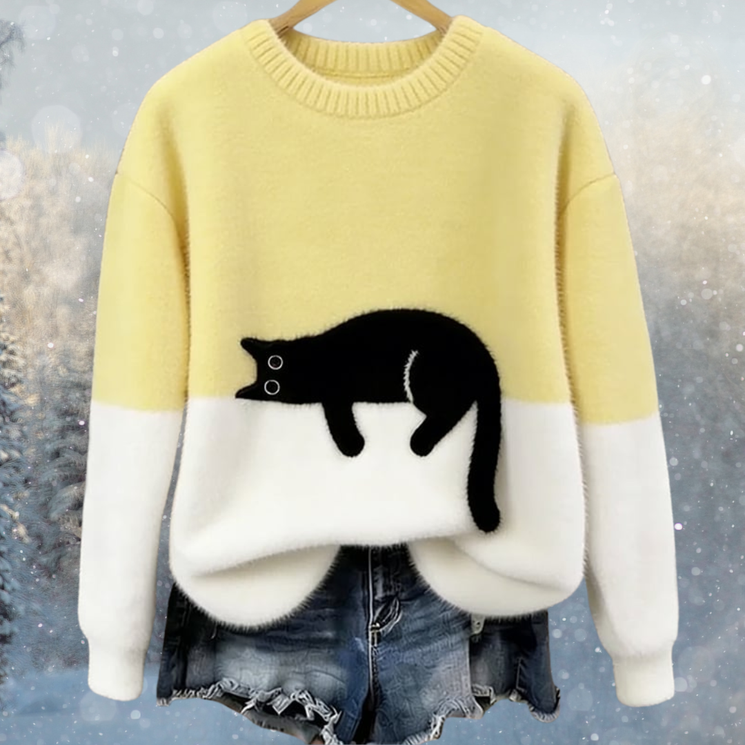 Sara | Maglione Caldo Da Donna Con Motivo Gatto