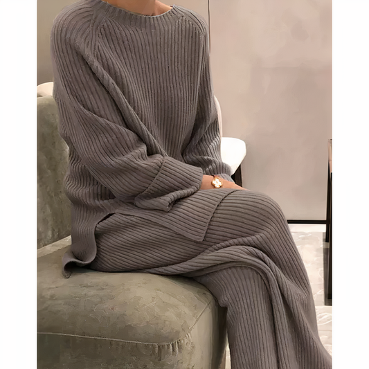 Samantha | Set Casual Di Maglione e Pantaloni Lavorati a Maglia