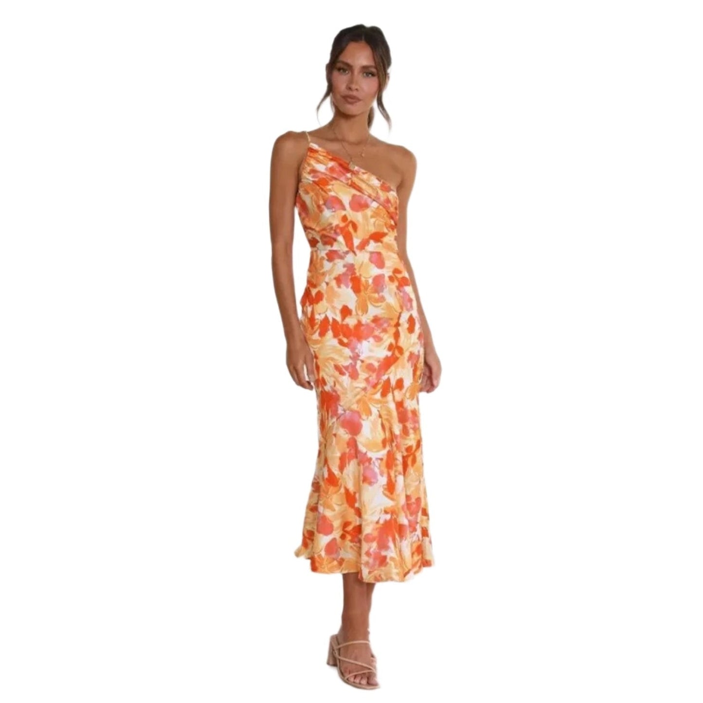 Serena - Abito Maxi Asimmetrico Con Motivo Floreale