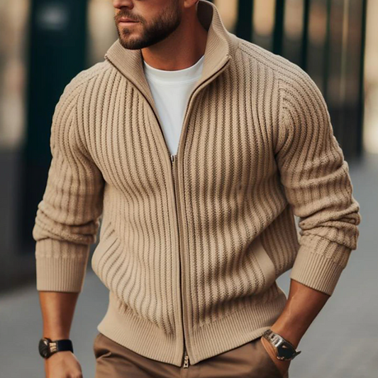 Valerian - Cardigan Invernale con Zip e Collo Alto