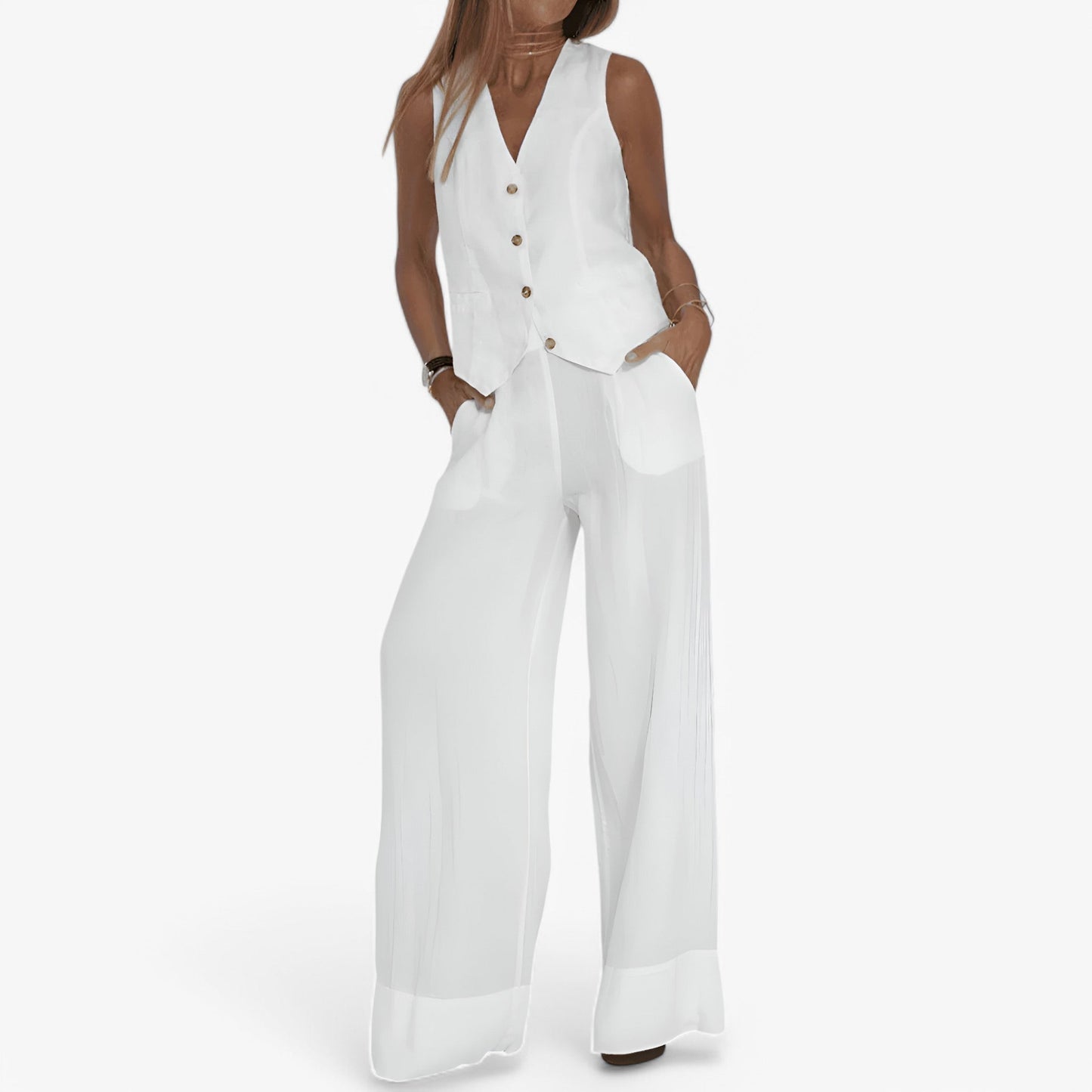Lina | Gilet senza maniche (con pantaloni coordinati gratuiti) - Giallo - - Concept Palermo