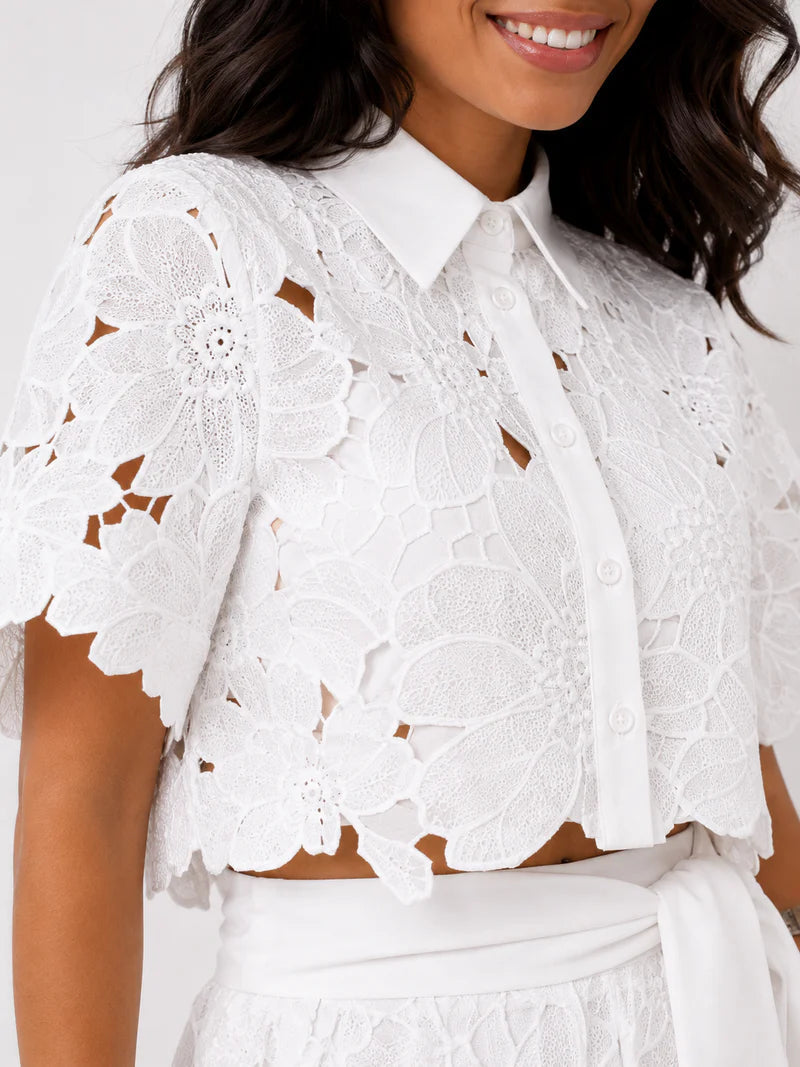 Completo Due Pezzi Donna | Pizzo Traforato & Pantalone a Palazzo