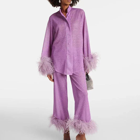 Maribel | Completo Elegante Con Piume