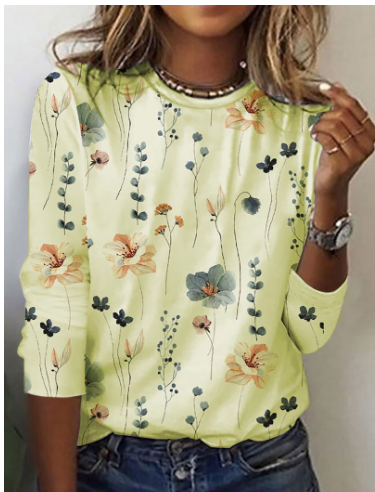 Damen Strickshirt mit Blumenmuster & Rundhalsausschnitt – Fiorina 2