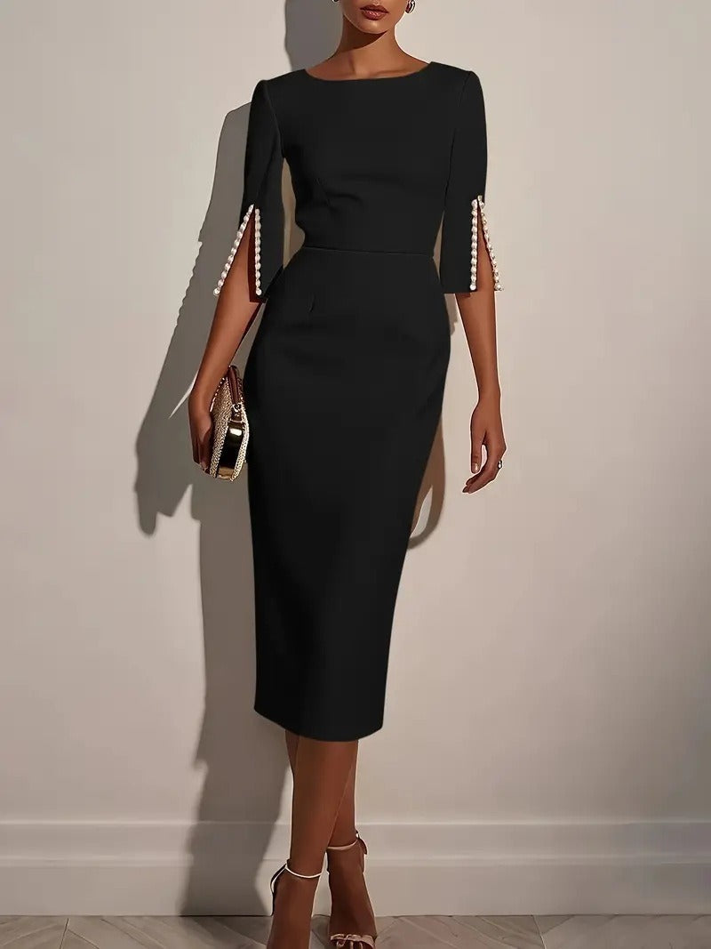 Dareva | Abito Midi Donna Tubino Scollo Barca Manica 3/4