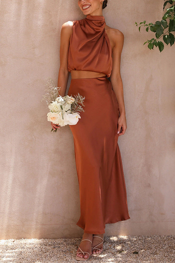 Esteri | Completo Estivo Satinato Con Top E Gonna