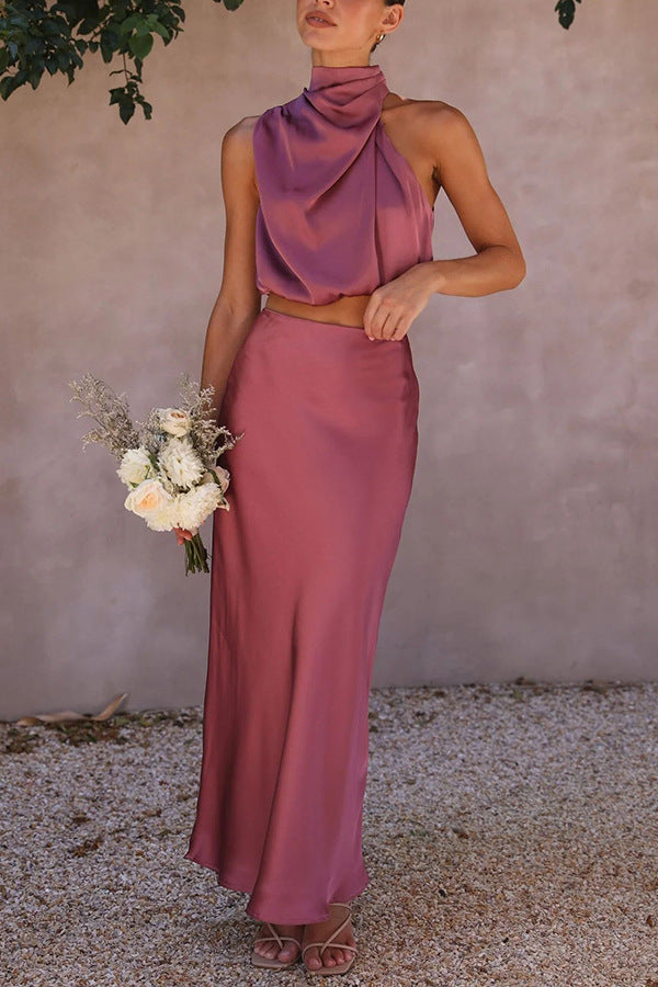 Esteri | Completo Estivo Satinato Con Top E Gonna