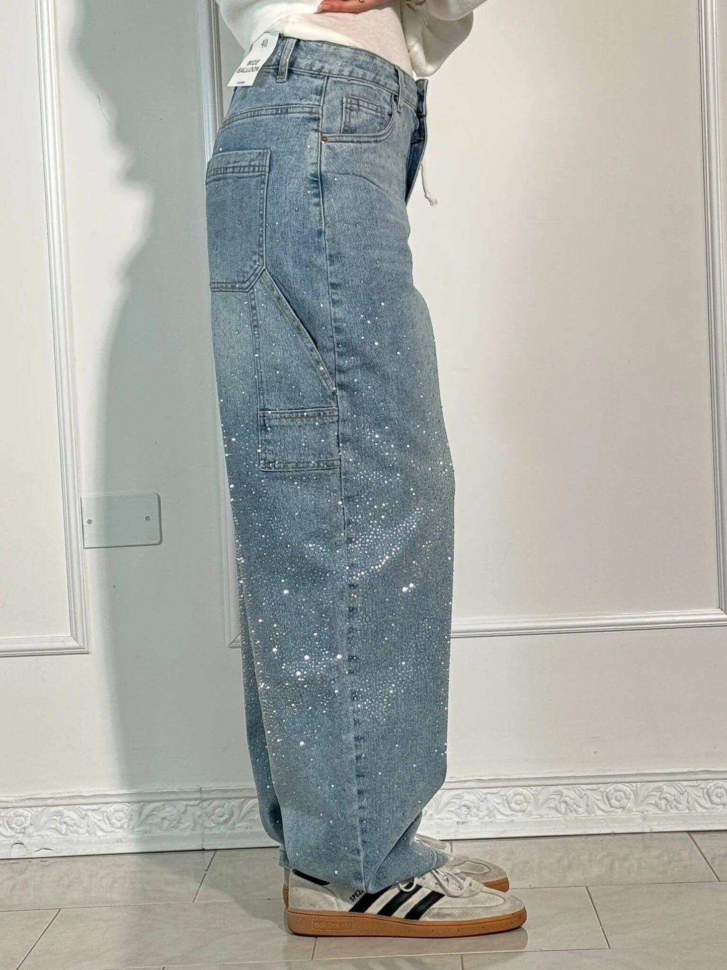 Sabrina | Jeans Balloon Larghe con Eleganti Dettagli Brillanti Autunnali