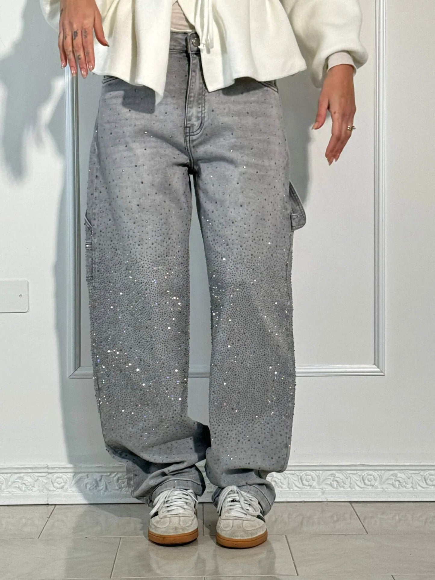 Federica | Pantaloni Scintillanti In Tessuto Premium