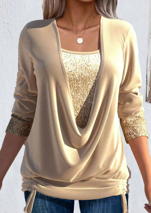 Talía | Blusa con Dettagli Luminosi e Scollo Drappeggiato