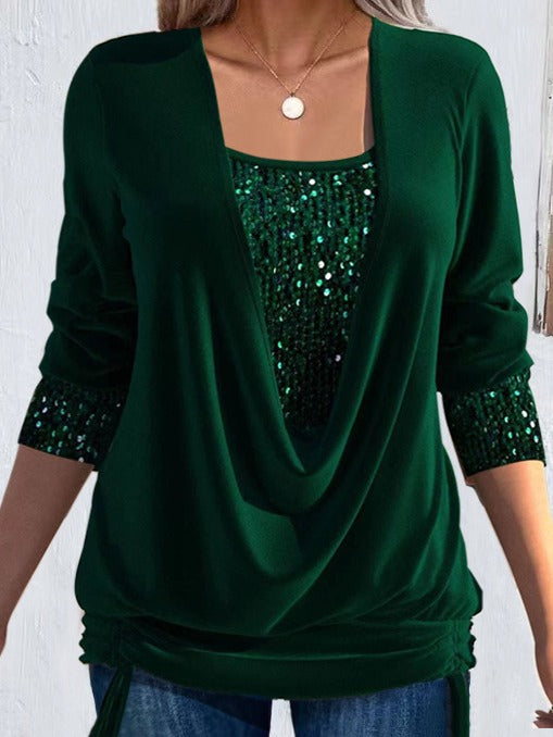 Talía | Blusa con Dettagli Luminosi e Scollo Drappeggiato