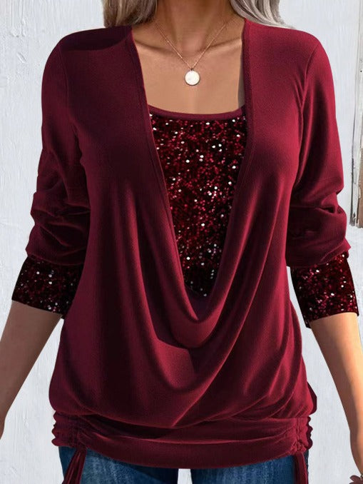 Talía | Blusa con Dettagli Luminosi e Scollo Drappeggiato