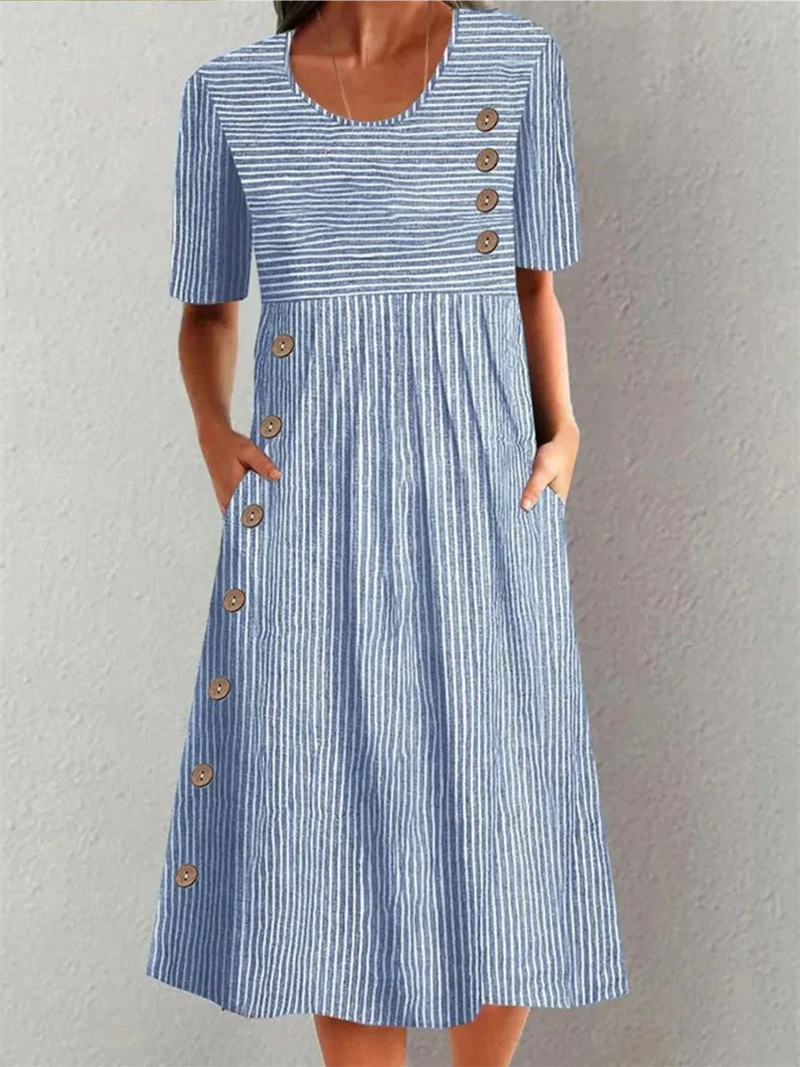 Marina | Elegante Abito Midi A Righe