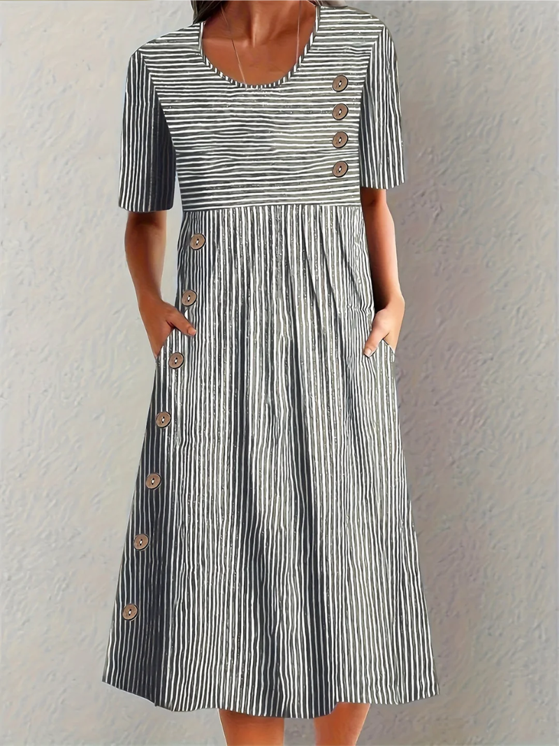 Marina | Elegante Abito Midi A Righe