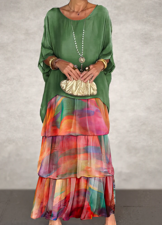 Caroline | Abito Maxi con Collo Rotondo Ampio