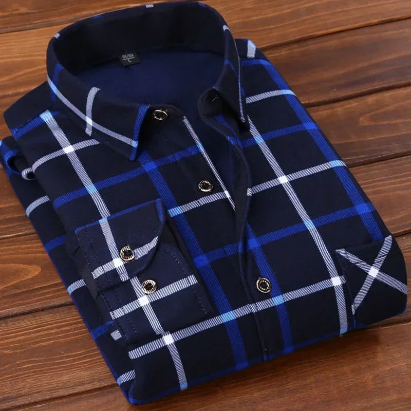 Camicia Invernale In Flanella per Uomo | Virelle Quadretti Blu 4