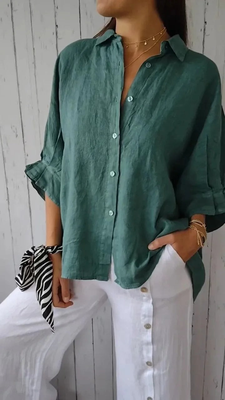 Daniela | Camicia Casual In Cotone E Lino