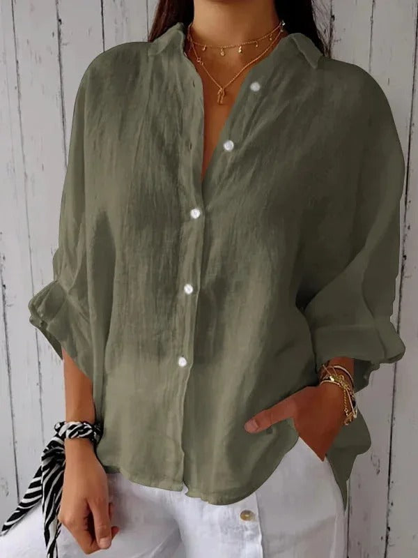 Daniela | Camicia Casual In Cotone E Lino