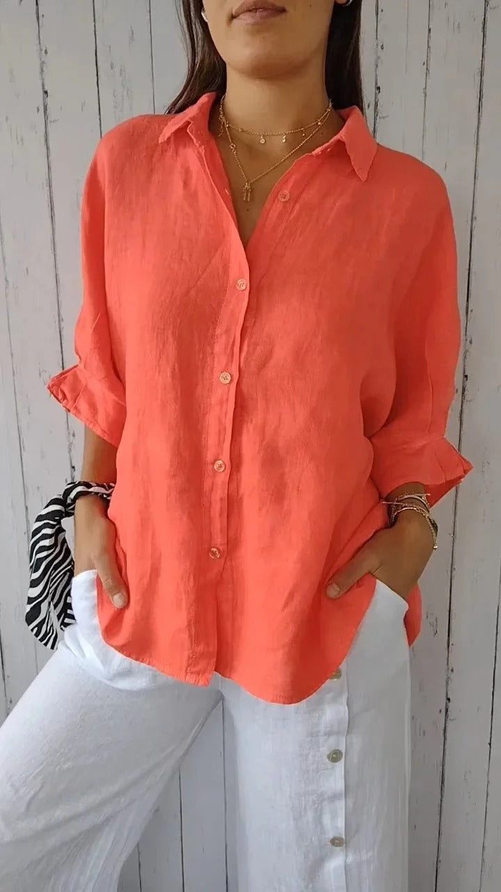 Daniela | Camicia Casual In Cotone E Lino