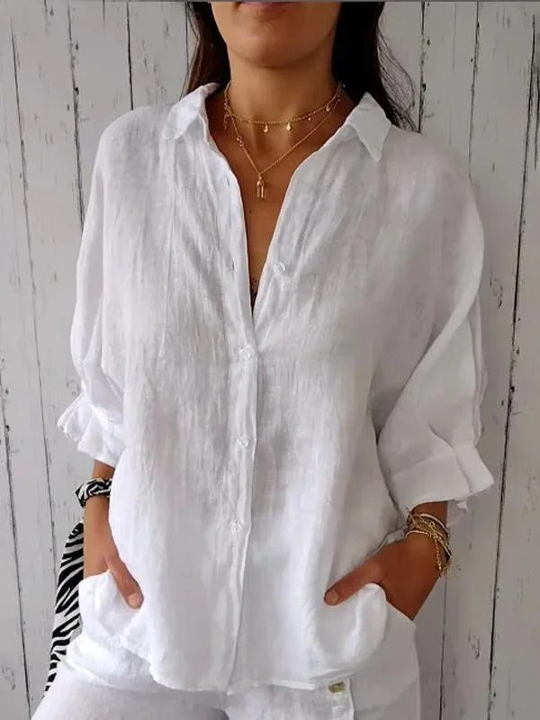 Daniela | Camicia Casual In Cotone E Lino